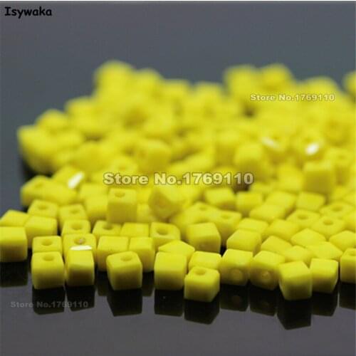 Isywaka 1980pcs Cube 2mm Non-hyaline Yellow Color Square Austria Crystal Bead Glass Beads Loose Spacer Bead DIY Jewelry Making