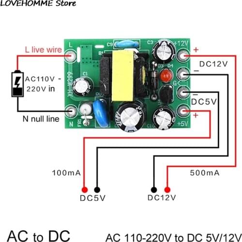 1pc New Hot Mini AC-DC Converter AC 110V 220V To DC 12V 0.2A+5V Module Board Wholesale