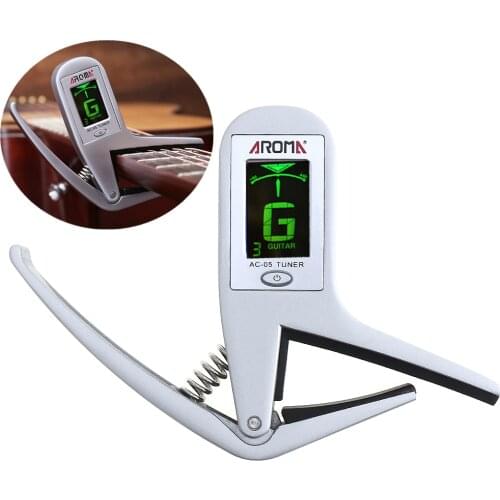 Multifunctiona Professional LCD Accurate Guitar Chromatic Tuner Capo Clip Bass Tuning metal capo with tuner