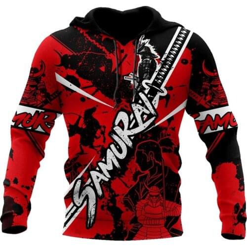 Fashion Samurai Tattoo 3D full printed hoodie unisex autumn casual zipper hoodie streetwear sweatshirt