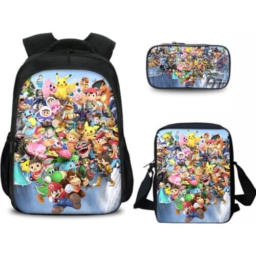 Large School Bags Set for Boys Children Backpack Kids Anime super smash bros Printed Primary Mochila School Bagpack