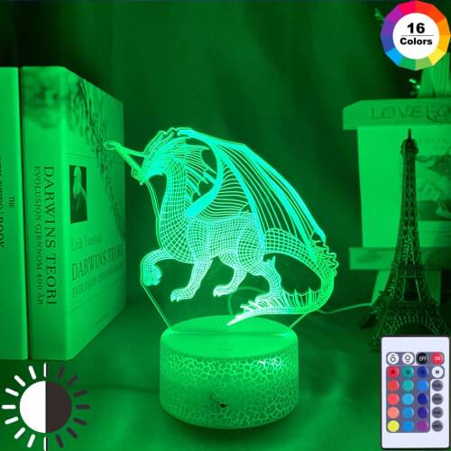 3D LED Night Light Dinosaur Dragon Lamp 16Colors Change Night light Remote Control Table Lamps Toys Gift For Kid Home Decoration