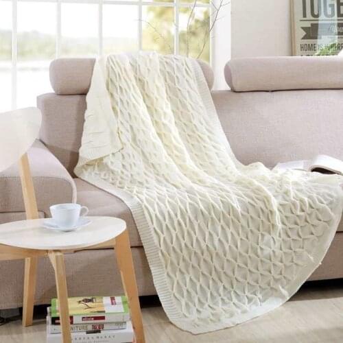 Solid Plaid Cotton Handmade Knitted Blanket Bed Cover Super Soft Throw Blanket on the bed Sofa Couverture 130*160 Drop shipping