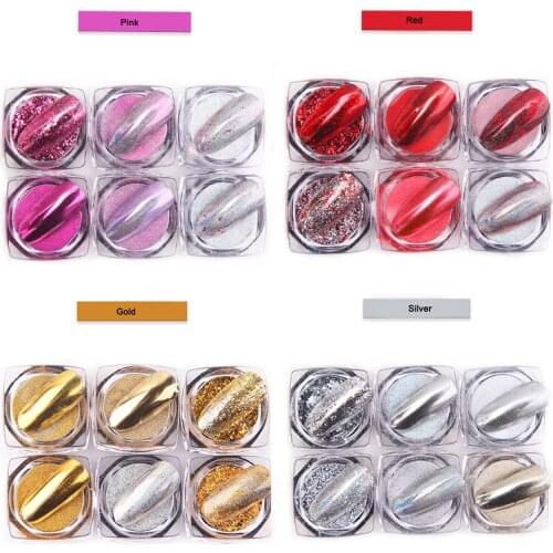 Nail Powder Art Decoration Holographics Christmas Series Colorful Nails Laser Gold Silver Glitter Sparkling Flakes Pigment Brush