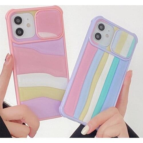 Rainbow Camera Lens Protection Phone Case For iPhone 11 12 Pro Max XS MAX XR X 7 8 Plus Shockproof Colorful Relief Back Cover