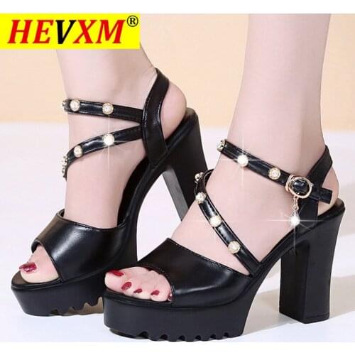 HEVXM Women Sandals Crystal Solid Peep Toe Buckle Ankle Strap Heels Summer Ladies Fashion Fish Mouth Sandals High Heels Shoes