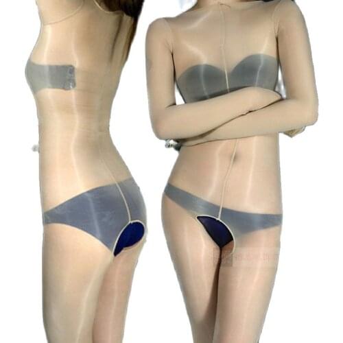 Sexy Man 912 Needle Slim Body Stocking Oily Glossy Bodysuit Open Crotch Gay Pantyhose All-inclusive Jumpsuit Adult Silk Socks