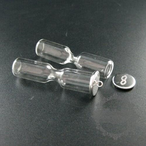 12x50mm sandglass bottle 8mm mouth silver bail hourglass timer perfume vial pendant wish charm DIY supplies 1800217
