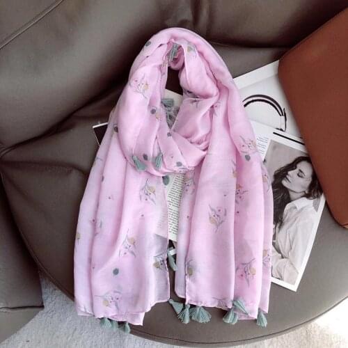 2021 New Fruit Flower Print Tassel Scarf Shawls Women Beautiful Floral Soft Trendy Hijab Wrap Free Shipping