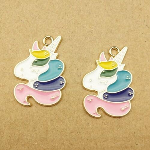 10pcs 19x28mm unicorn charm enamel charm for jewelry making fashion earring pendant bracelet necklace charm