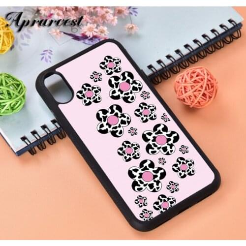 Aprarvest Pink Flow Flowers Silicone Rubber Phone Case Cover For iPhone 6 6S 7 8 PLUS X XS XR 11 12 MINI PRO MAX