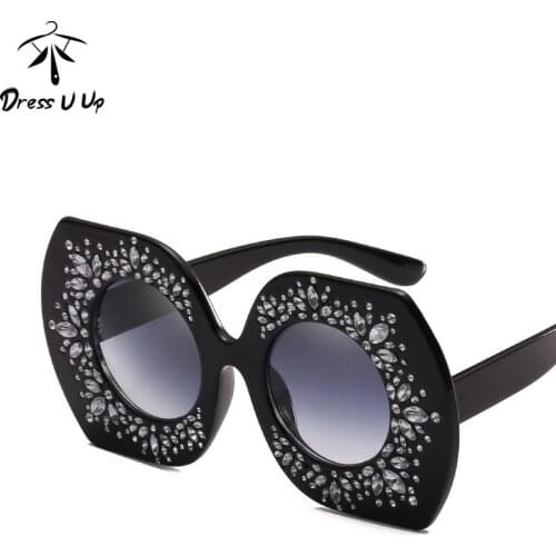 DRESSUUP Luxury Diamond Sunglasses Women Brand Designer Vintage Gradient Female Sun Glasses Oculos De Sol Feminino