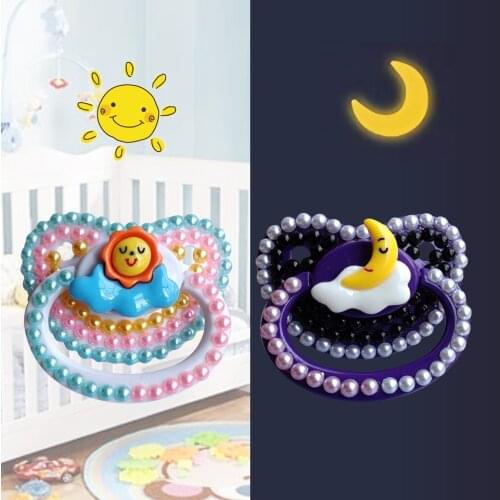 1 Pair DDLG Adult Nipples Day And Night Baby Pacifier With Sun Or Moon Adult Pacifier For Daddy For Girl