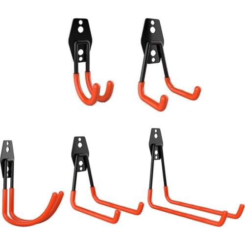 Heavy Duty Metal Hook Garage Storage Rack Tool Wall Mount LaddersTool Holder Double Garage Hook With Non-Slip Coating Supplies