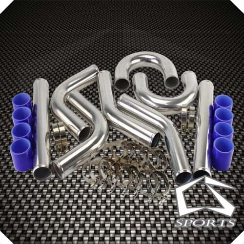 Turbocharged System Universal 3''76 MM Alloy Intercooler Pipe/Piping Turbo + 16 Clamps & Silicone Hose Turbocharged DIY
