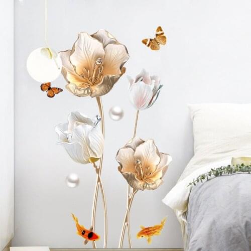 Flowers Butterflies Vinyl Wall Stickers Bedroom Living Room Decoration Poster Stickers Home DIY Wall Decor Decal Mural Stickers