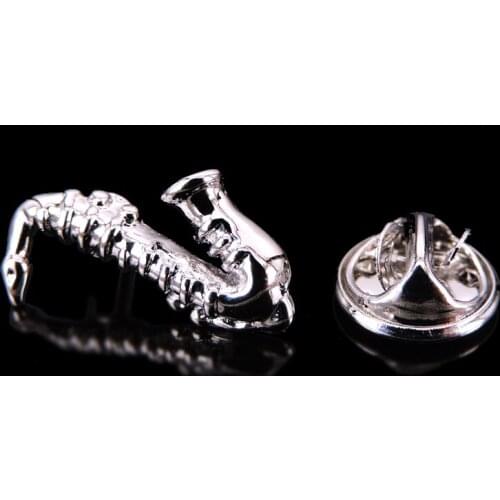 High quality music Brooch new fashion silvery Saxophone Brooch mens and womens suit headdress scarf Jewelry Brooch gift