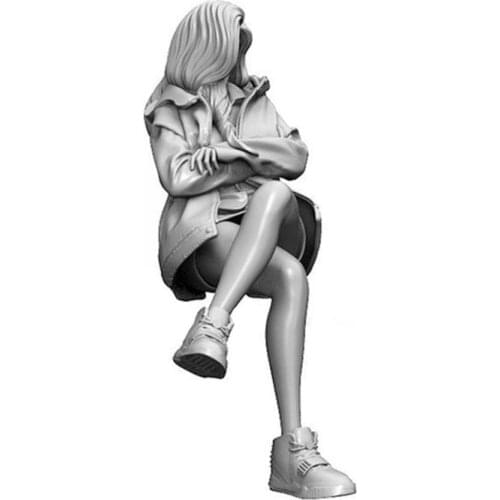 YUFAN 1/35 Epoxy Resin Kits Morden Windbreaker Girl Series Resin Soldier (75mm) Handwork Gift For Kids Resin Figures Model Toys