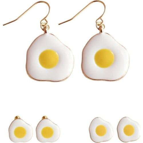 Funny Poached Egg Mini Food Womens Earrings Modern Cute Food Earrings Fashion Aesthetic Unusual Sweet Earring Pendants Jewelry