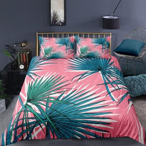 Green Tropical Palm Leaves Bedding Set 3D Print Comforter Duvet Cover Set Pillowcase Luxury Queen Twin King Size For Summer