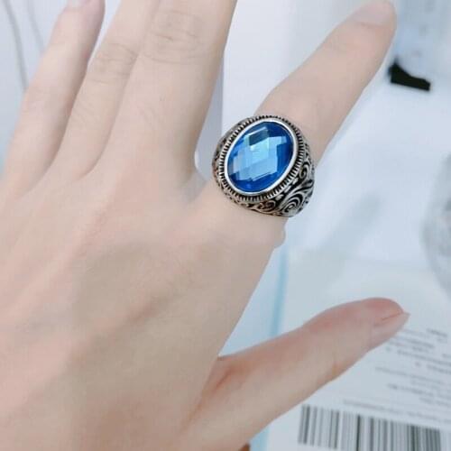 White Fashion Blue Finger Rings For Women Gothic Jewelry 7-15 Big Size for Women Men Ring Blue Stones Select 2020 New