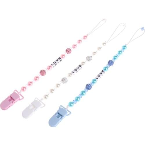 1 Pc Baby Bling Crystal Pacifier Clips Soother Chain Dummy Soother Nipple Leash Strap For Baby