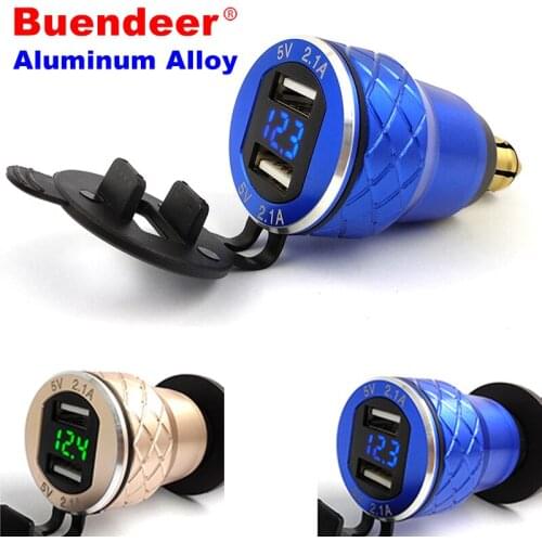 4.2A Aluminum Motorcycle Charger Dual USB Charge LED Voltage Display Cigarette Lighter Adapter For BMW F650GS F700GS F800GS Moto