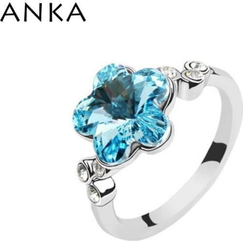 ANKA Crystals from Austria Crystal Flower Ring Trendy Women Tension Setting Zinc Alloy womens rings Halloween gift #75773