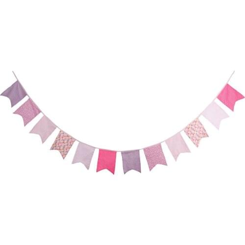 1pcs 3.1M Beautiful Pink Cotton Bunting Banners Girl Children Birthday Decoration Pennant Baby Photo Deco rFlag Wedding Supplies