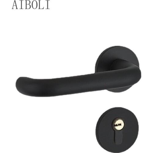 Mute Door Lock Black Indoor Bedroom Door Lock Household 58 Silent Type Circular Magnetic Split Room Door Lock