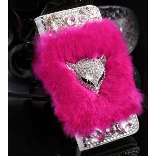 Glitter Diamond Wallet Case For Vivo 1713 1714 1718 1719 1724 1801 1808 1817 1818 1819 1820 flip Fox Fur Leather phone cover