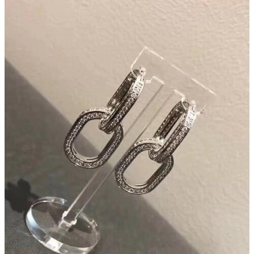 S925 Large Oval Round Cuff Earring With AAA Cubic Zirconia Diamond Women Wedding Hoop Design Jewelry