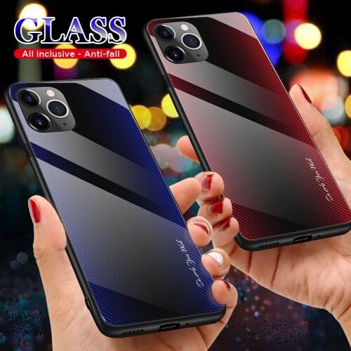 For Apple iphone 11 Case Luxury Hard Tempered glass Gradient protective back cover case for iphone 11 Pro Max iphone11 11pro