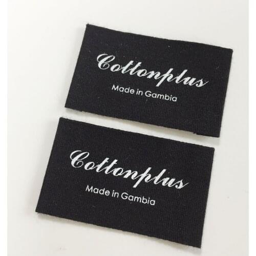 Eco-Friendly Custom Printed Logo Soft Organic Black Cotton Main Label For Clothing