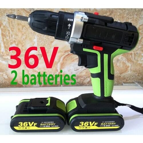 50 N/M 36V 8000mAh Torque 2 Batteries Drill Electric Screwdriver Power Tools Electric Drill Drilling Battery Screwdriver