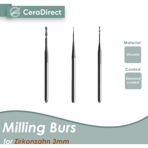 Milling burs Zirkonzahn(3mm)Milling Machine (3Pieces)