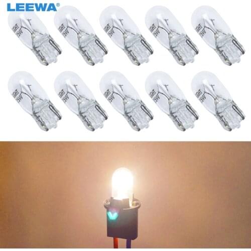LEEWA 50pcs Warm White Car T10 168 192 Wedge 12V 5W Halogen Bulb External Halogen Lamp Replacement Dashboard Bulb Light #CA2109
