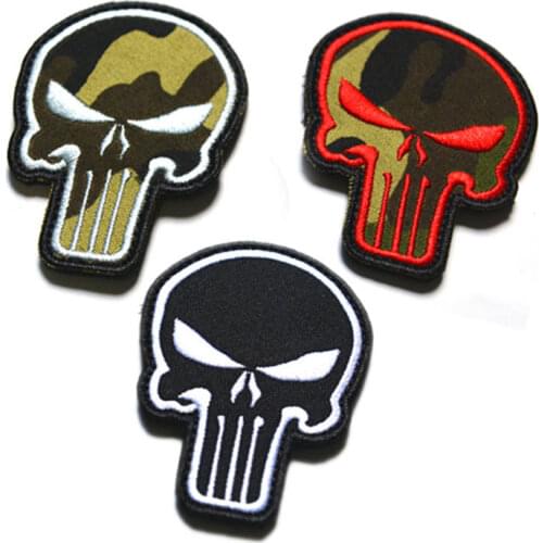 Punisher 3D Embroidery Sewing Fabric 3 Color Badge Cloth Camouflage Color Logo Outside Badge