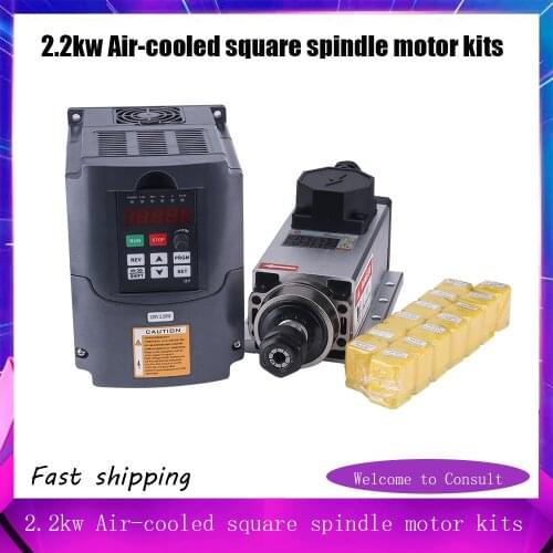 2.2kw Air-cooled square spindle motor kit 2200w spindle +2.2kw 220V inverter + ER20 collet air spindle motor engraving milling