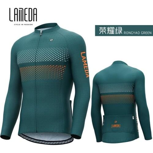 LAMEDA Road Bike Riding Long-sleeved Jacket Spring And Autumn Polar Fleece Warm Cycling Jersey Mens Mountain Bike Jersey