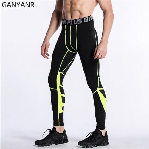 GANYANR Running Tights Men Sport Basketball Compression Pants Gym quick Dry Trousers Athletic Leggings Winter Long Bodybuilding