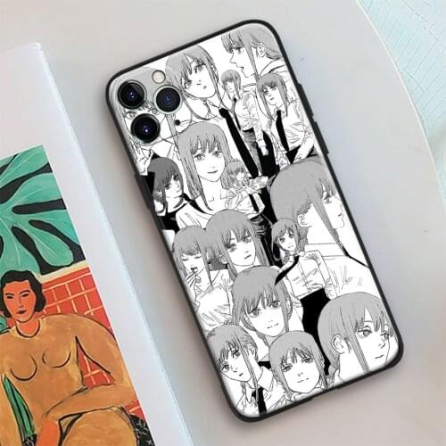 Makima Chainsaw Man Collage Anime Glass Soft Silicone Phone Case FOR IPhone SE 6 7 8 Plus X XR XS 11 12 Mini Pro Max Cover Shell