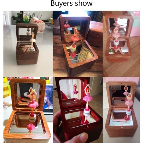 Mini Wood Dancing Ballerina Musical Box Mirror Storage Desktop Decor Wedding Souvenir Christmas Birthday Gift for Girls