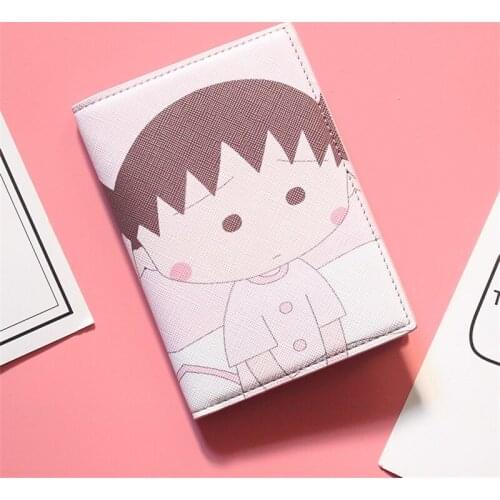 Fashion Women Sakura Momoko Leather Passport Cover Travel Passport Holder Bag Girls Passport Case Wallet Credit Card Holder TA76