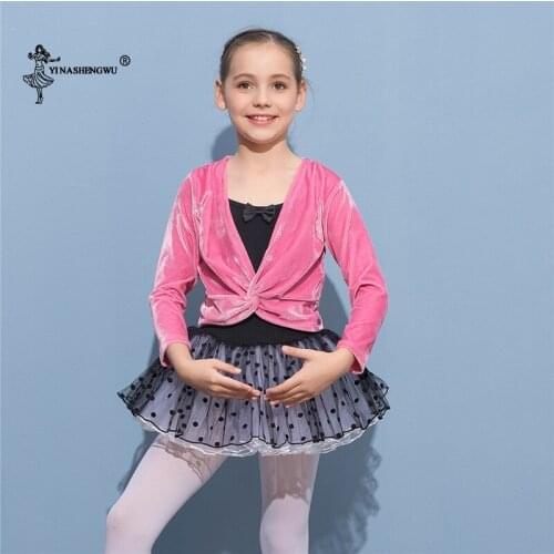Fashion Girl Ballet Gymnastic Leotard Jacket Long Sleeved Dance Velet Jacket Top Coat Kids Dance Clothing Jacket Wrap Ballet