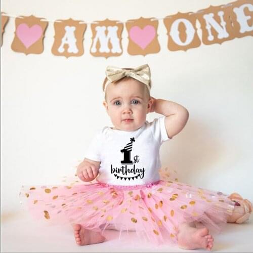 My First Birthday Newborn Baby 1st Birthday Outfit Boy Girl InfantRomper Toddler Bebe Short Sleeve Fashion Cute Jumpsuit