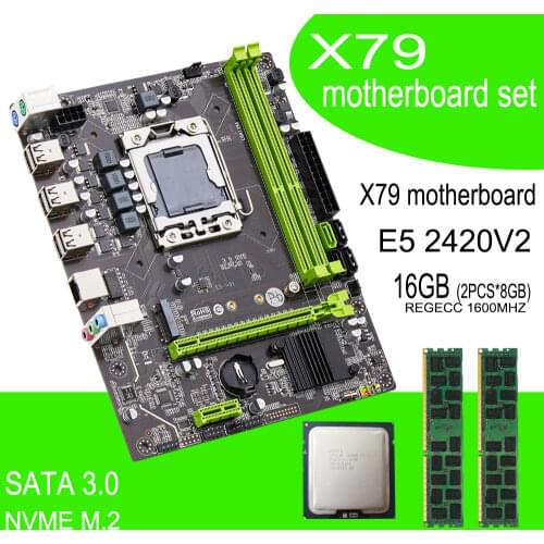 X79 motherboard set XEON E5 2420 V2 2*8GB =16GB DDR3 memory combo kit set NVME SATA3.0 MATX Server