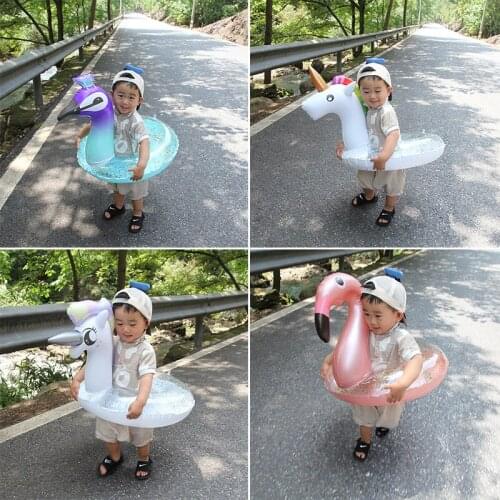 Inflatable Flamingo Kids Baby Swimming Ring Summer Beach Party Pool Toys Unicorn Swimming Circle Pool Float Seat