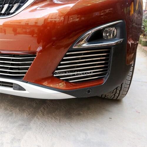 For 2017 2018 Peugeot 3008 Stainless Front Below Fog Lamp Grille Cover Trim Chrome Strip Chromium Styling Exterior Car Accessory