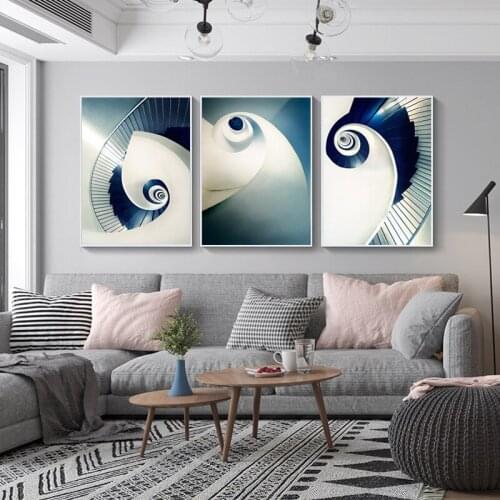 Nordic Style Abstract Space Architecture Staircase Landscape Canvas Painting Wall Picture Print Poster Living Room Decoration